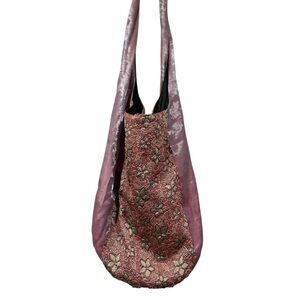 Boho Pink Floral Brocade Shoulder Bag